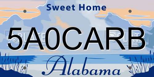 5A0CARB Alabama License Plate