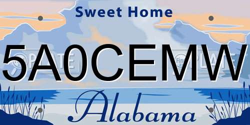 5A0CEMW Alabama License Plate