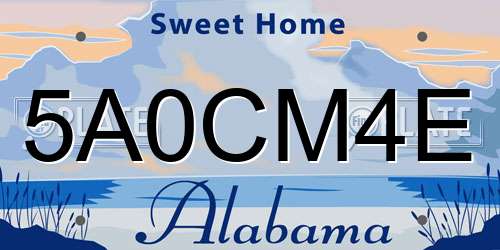 5A0CM4E Alabama License Plate