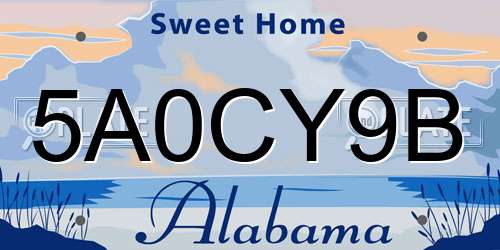 5A0CY9B Alabama License Plate