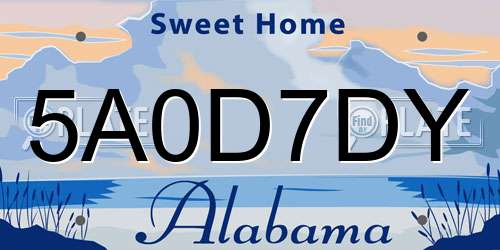 5A0D7DY Alabama License Plate
