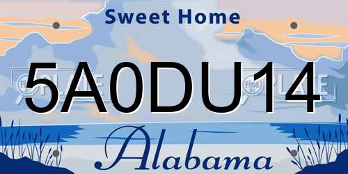 5A0DU14 Alabama License Plate
