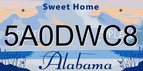5A0DWC8 Alabama License Plate