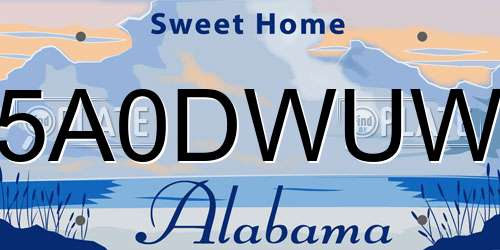 5A0DWUW Alabama License Plate