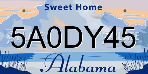 5A0DY45 Alabama License Plate