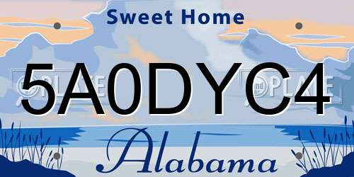 5A0DYC4 Alabama License Plate