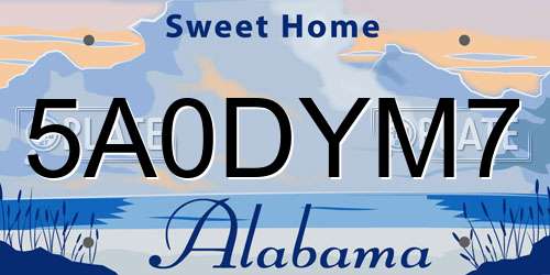 5A0DYM7 Alabama License Plate