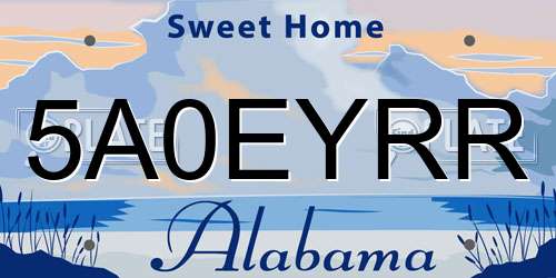 5A0EYRR Alabama License Plate