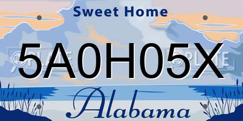 5A0H05X Alabama License Plate