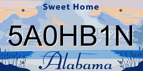 5A0HB1N Alabama License Plate