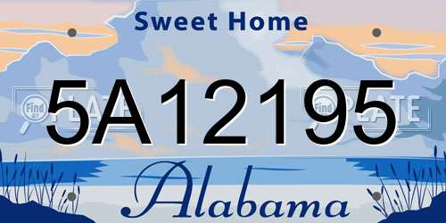 5A12195 Alabama License Plate