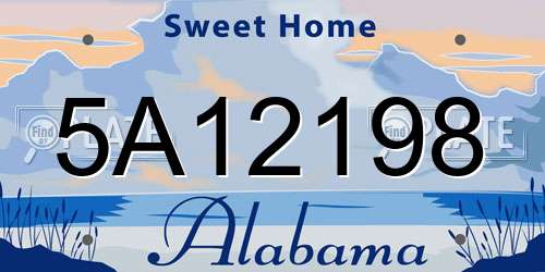 5A12198 Alabama License Plate
