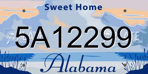 5A12299 Alabama License Plate