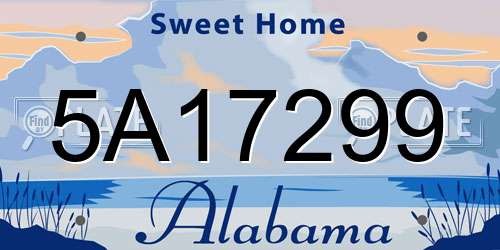 5A17299 Alabama License Plate