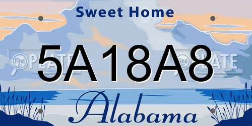 5A18A8 Alabama License Plate