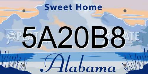 5A20B8 Alabama License Plate