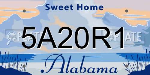 5A20R1 Alabama License Plate