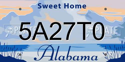 5A27T0 Alabama License Plate
