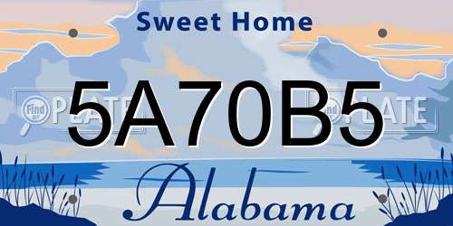 5A70B5 Alabama License Plate