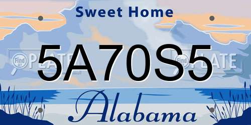 5A70S5 Alabama License Plate