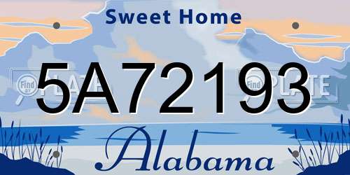 5A72193 Alabama License Plate