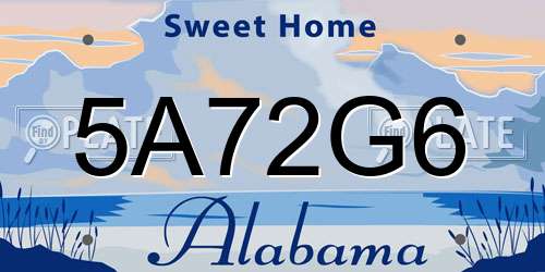 5A72G6 Alabama License Plate