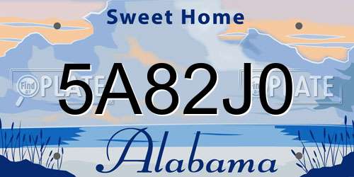 5A82J0 Alabama License Plate
