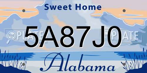 5A87J0 Alabama License Plate
