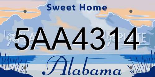 5AA4314 Alabama License Plate