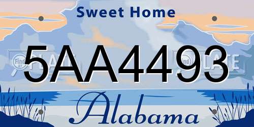 5AA4493 Alabama License Plate