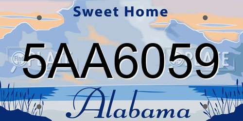 5AA6059 Alabama License Plate