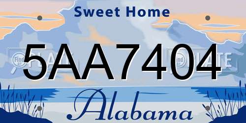 5AA7404 Alabama License Plate