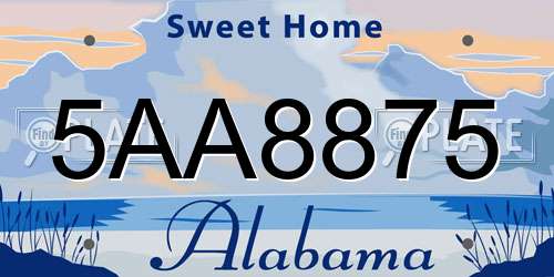 5AA8875 Alabama License Plate