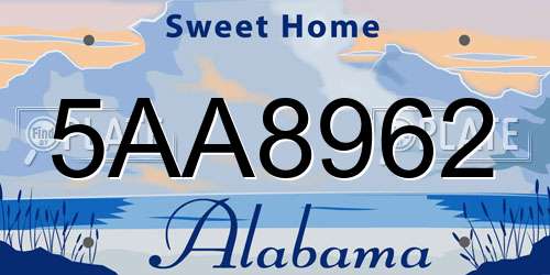 5AA8962 Alabama License Plate