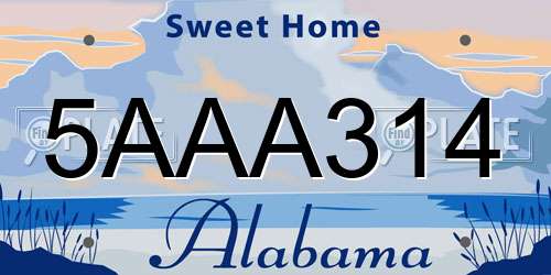 5AAA314 Alabama License Plate