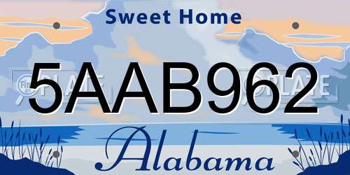5AAB962 Alabama License Plate