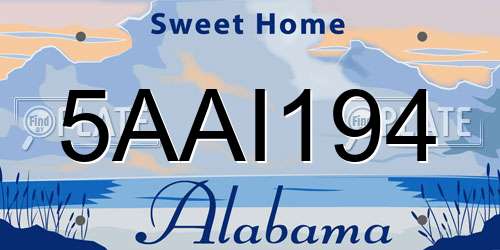 5AAI194 Alabama License Plate