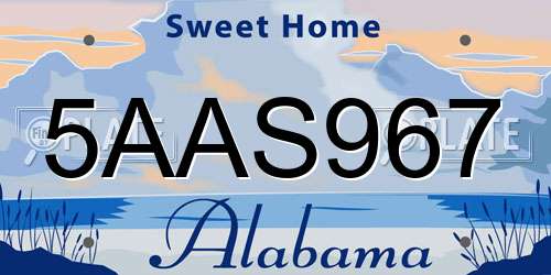 5AAS967 Alabama License Plate