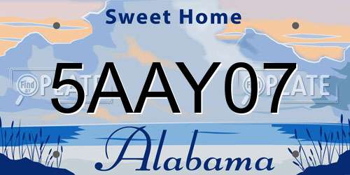 5AAY07 Alabama License Plate