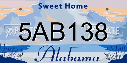 5AB138 Alabama License Plate