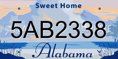 5AB2338 Alabama License Plate