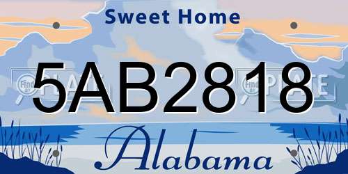5AB2818 Alabama License Plate