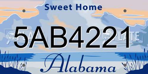 5AB4221 Alabama License Plate