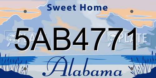 5AB4771 Alabama License Plate