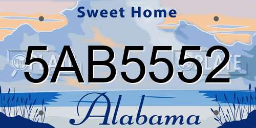 5AB5552 Alabama License Plate