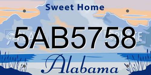 5AB5758 Alabama License Plate