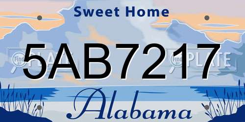 5AB7217 Alabama License Plate