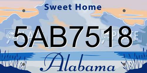 5AB7518 Alabama License Plate