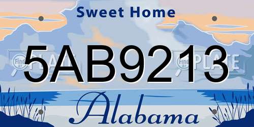 5AB9213 Alabama License Plate