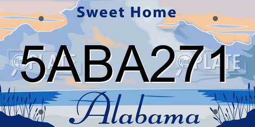 5ABA271 Alabama License Plate